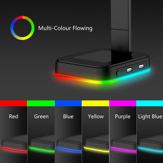 AuraGlow RGB Headphone Stand - 16 Color Modes