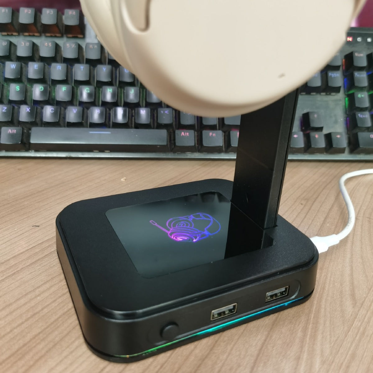 AuraGlow RGB Headphone Stand - 16 Color Modes